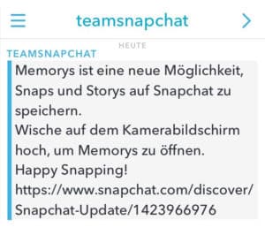 Snapchat Memorys Team Roll-Out