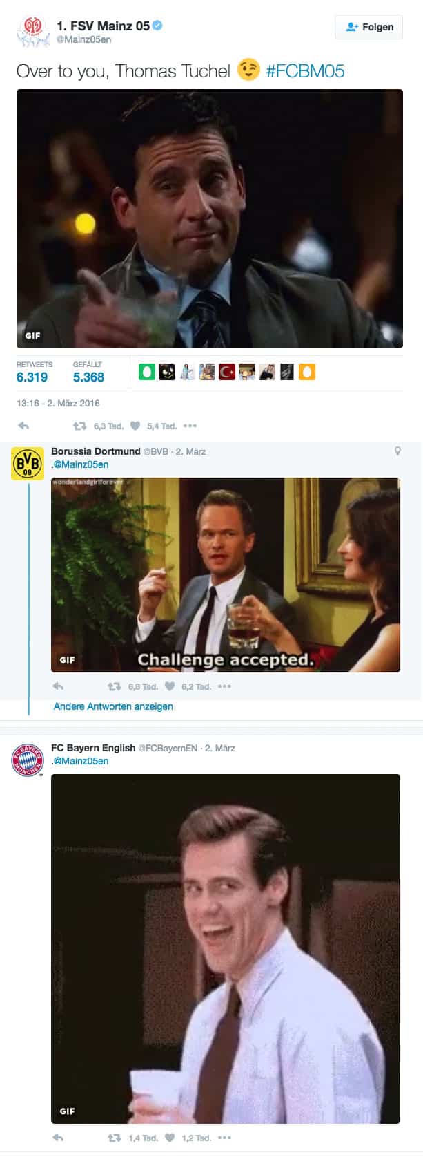 Mainz 05 BVB FC Bayern Twitter