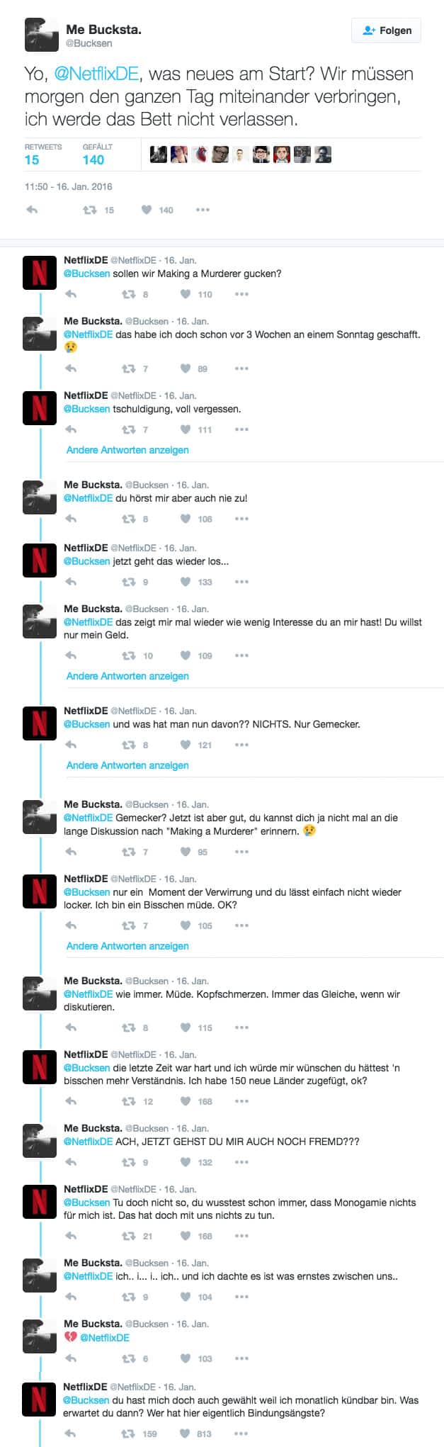 Netflix Twitter Beziehung